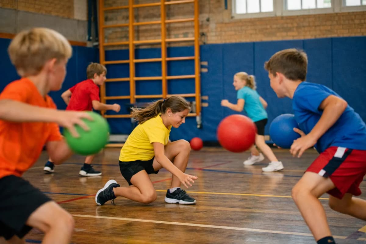 Kids playing dodgeball